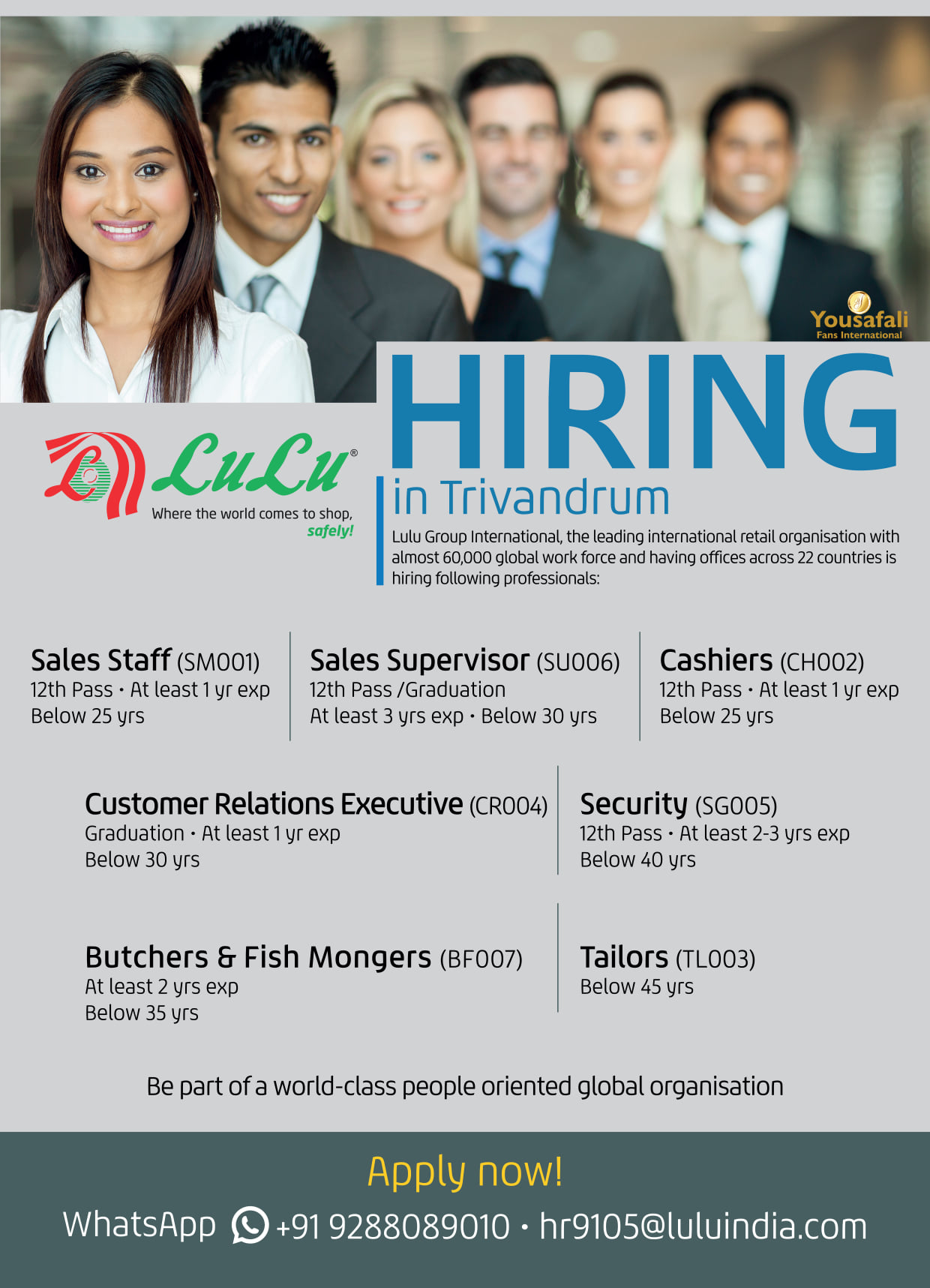 Lulu Hypermarket Job Vacancies 2022 | Attractive Jobs in Trivandrum Lulu